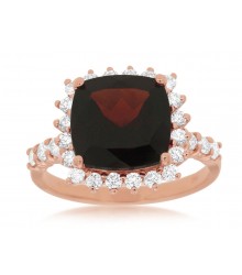 14K Rose Garnet & Diamond Ring