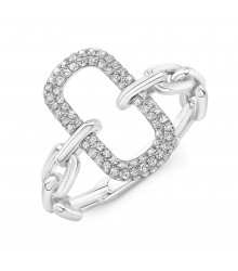Modern 14KW Diamond Paperclip Link Ring .30ctw