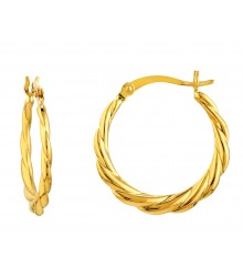 14KY Gold Twisted Round Hoops: Timeless