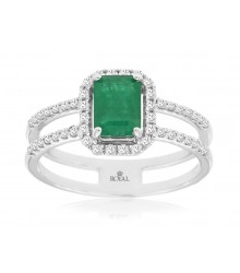 14KW 1.00ct Emerald Diamond Split Ring