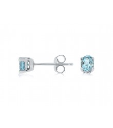 Ocean-Blue Aquamarine 14K White Gold Stud Earrings