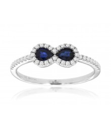 14K White Gold Sapphire Diamond Infinity Ring