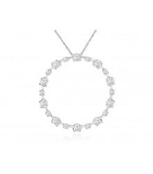 14K White Gold 0.25CTW Diamond Circle Pendant