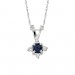 Round Sapphire Pendant with 4 Diamond Points