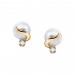 Modern Akoya Cultured Pearl and Round Diamond Earrings