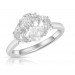 3.07ctw Lab Grown Oval 3-Stone Diamond 14KW Ring