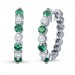 Emerald and Diamond Hoop Earrings Mid Size