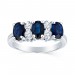 Luxurious Three Stone Oval Sapphire Ring With Round Two Stone Diamond Details