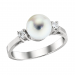 Timeless Akoya Cultured Pearl and Round Diamond Side Stone Ring