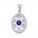 14K White Sapphire & Diamond Pendant