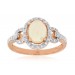 Oval Opal Diamond Halo 14K Rose Gold Ring