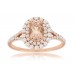 Peachy Pink Morganite Rose Gold Diamond Halo Ring