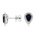 14K White Gold Pear Sapphire Diamond Halo Earrings