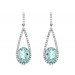 14KW Oval Aquamarine Diamond Halo Drop Earrings