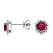 Vibrant 14KW Ruby & Diamond Halo Stud Earrings
