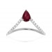 Bold Pear .45ct Ruby & Diamond V-Ring 14KW