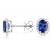 Oval Tanzanite & Diamond Halo Studs 14K White Gold