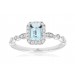 14KW Gold Emerald Aquamarine Diamond Halo Ring